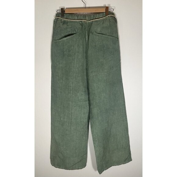 NWT Dr. Collectors P73 flare pleated wild silk and hemp green pants L California - Picture 2 of 12